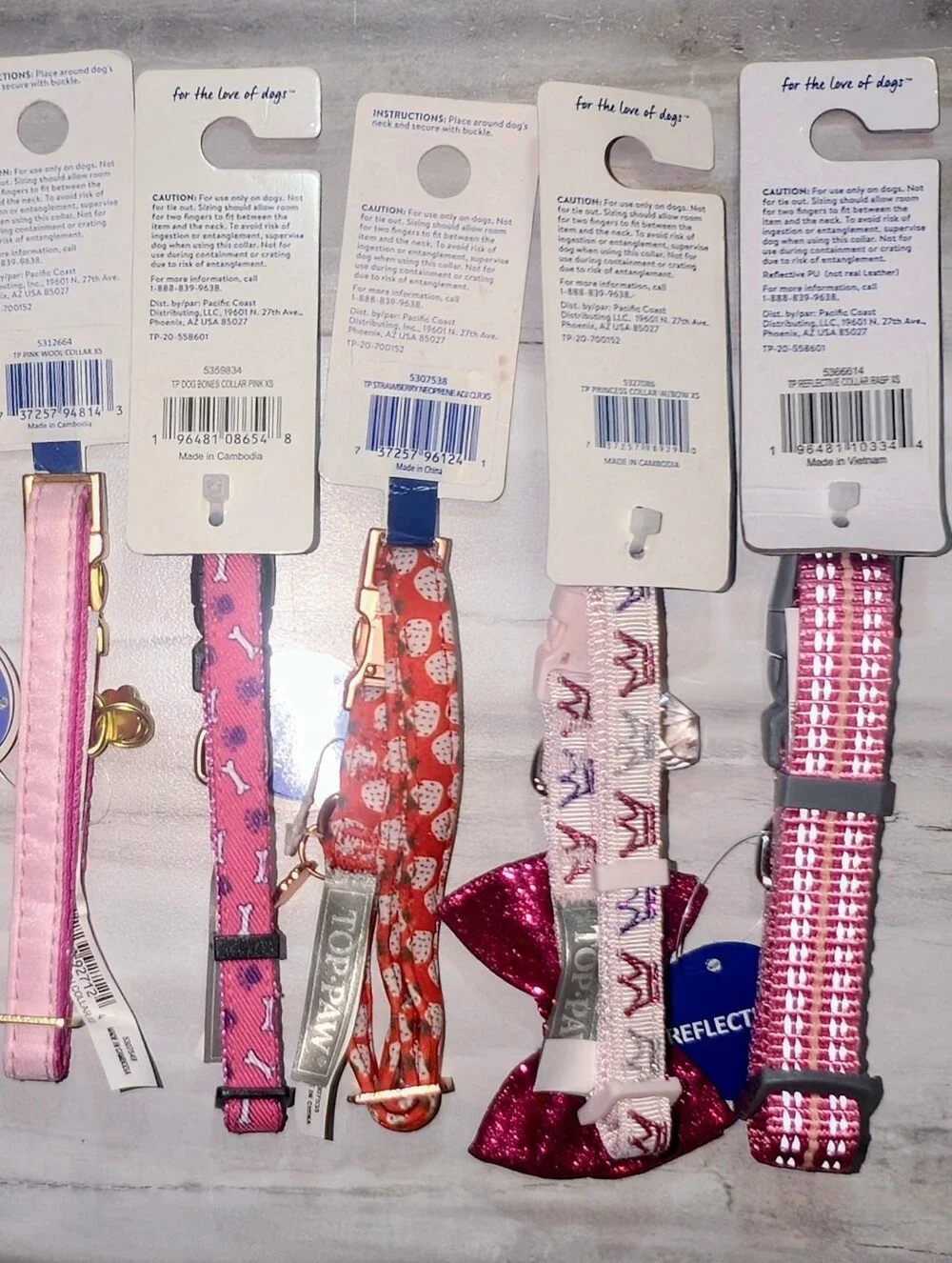 TOP-PAW X-SMALL Dog Collars (8-12 inch) - Lot of 5